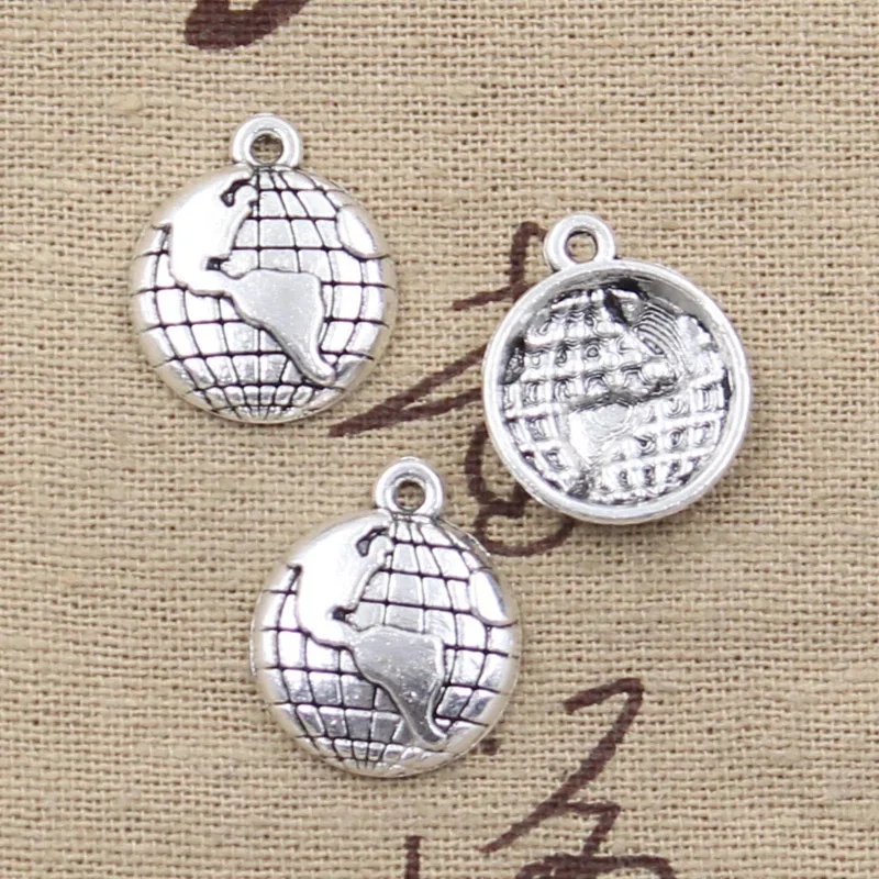 20 sztuk Charms ziemi na całym świecie planety 19x16mm antyczny brąz srebrny kolor wisiorki dokonywanie DIY Handmade tybetański brąz biżuteria — zdjęcie 2