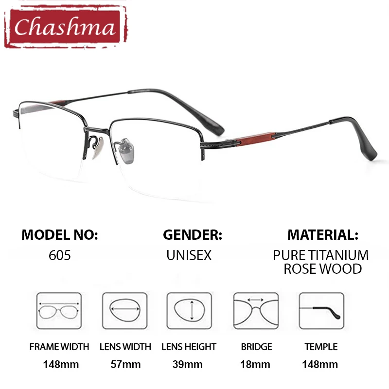 Chashma Prescription Glasses Optical Gentlemen Pure Titanium Rose Wood Top Quality for Recipe Eyewear Progressive Lenses Frames