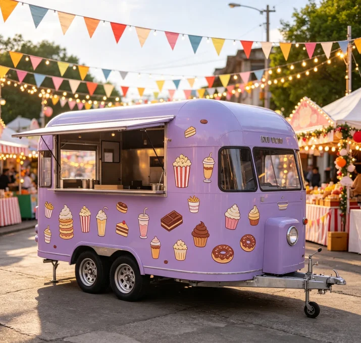 Towable Food Trailer Mobile Kitchen Coffee Shop BBQ Catering Truck for Restaurant