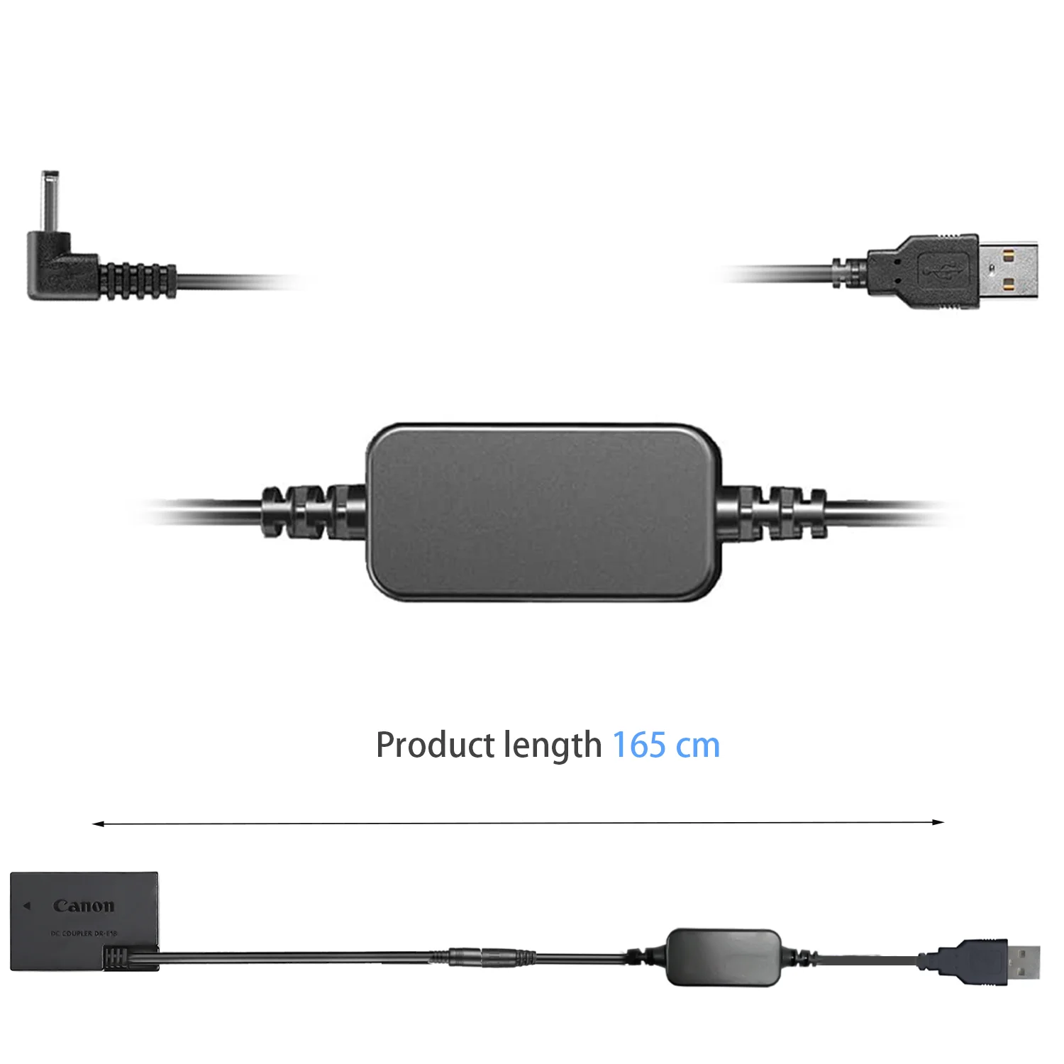 KUTOU ładowarka DR-E18 imitacja baterii przewód zasilający USB zestaw do wymiany ACK-E18 AC Adapter do canona Rebel T7i SL2 EOS 200D 750D