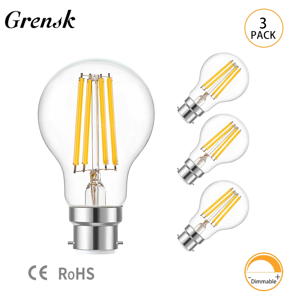 

3pcs A60 9W Led Filament Light Bulb B22 220V 1050LM Warm White Vintage Edison Ampoule Incandescent Replacement Lamp Home Decor