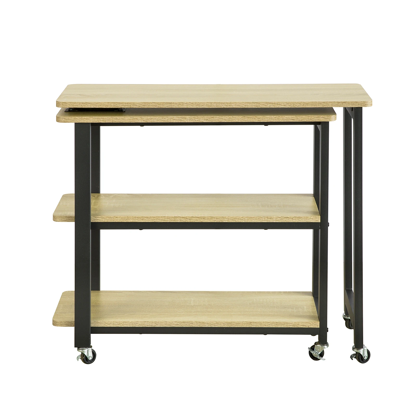 SoBuy FWT83 Tavolino a L con 2 ripiani Tavolino da divano con ruote Tavolo da scrivania angolare per computer