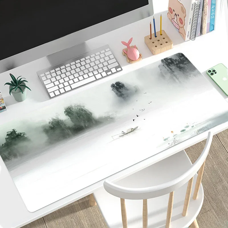 Podkładka pod mysz w stylu chińskim z motywem malarstwa tuszem, gamingowa XL, duża podkładka pod komputer, personalizowana podkładka XXL, z naturalnej gumy, antypoślizgowa, miękka, do laptopa, do biura. — zdjęcie produktu 7