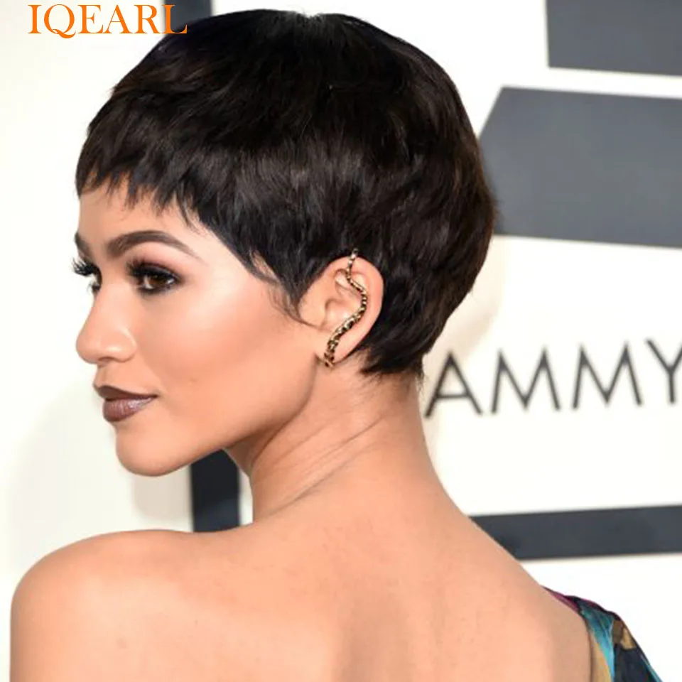 Short Pixie Cut Wig Straight Human Hair Bob Wigs For Black Women Machine Made Wigs With Bangs Glueless Wig Human Hair Wigs