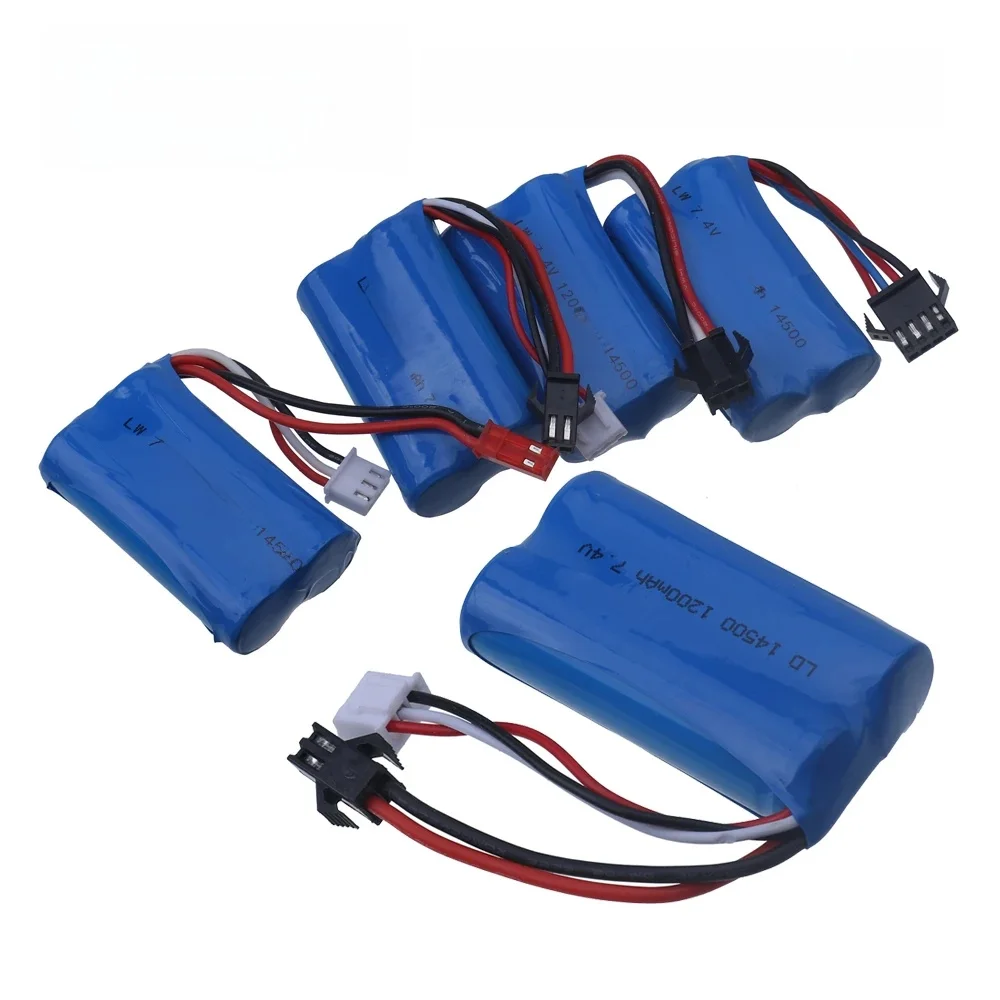 7.4V 1200mAh 14500 Eddie ion batterie SM-2/3/4P prise Pour Water Bullet Gun accessoire 2S 7.4V batterie pour RC hors route course jouets