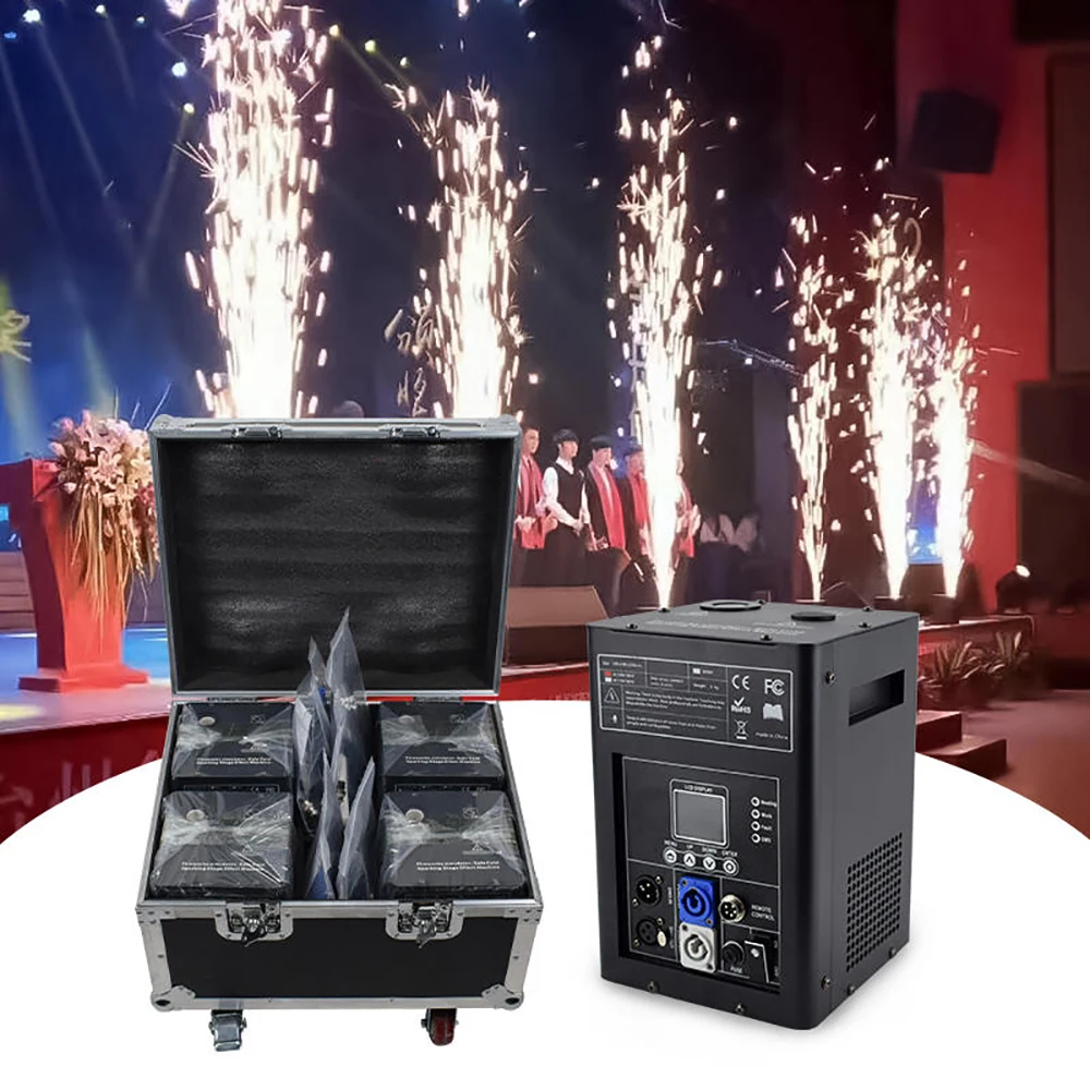 Podiumeffecten Koude Vonkmachine 600W Met Luxe Flycase Afstandsbediening Binnen Buiten Fonteinpoeder 2-3M Voor Podiumfeest