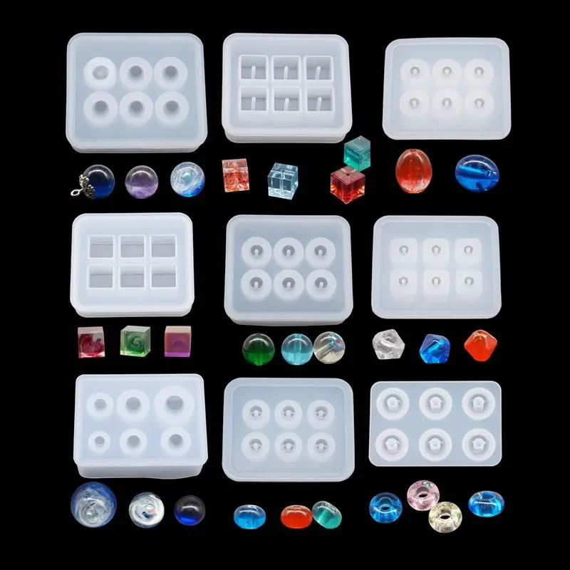 SNASAN silikonowe formy na koraliki do biżuterii 9mm12mm 16mm piłka w kształcie kostki 6 komora żywicy epoksydowej silikonowe formy Handmade DIY materiał — zdjęcie 2