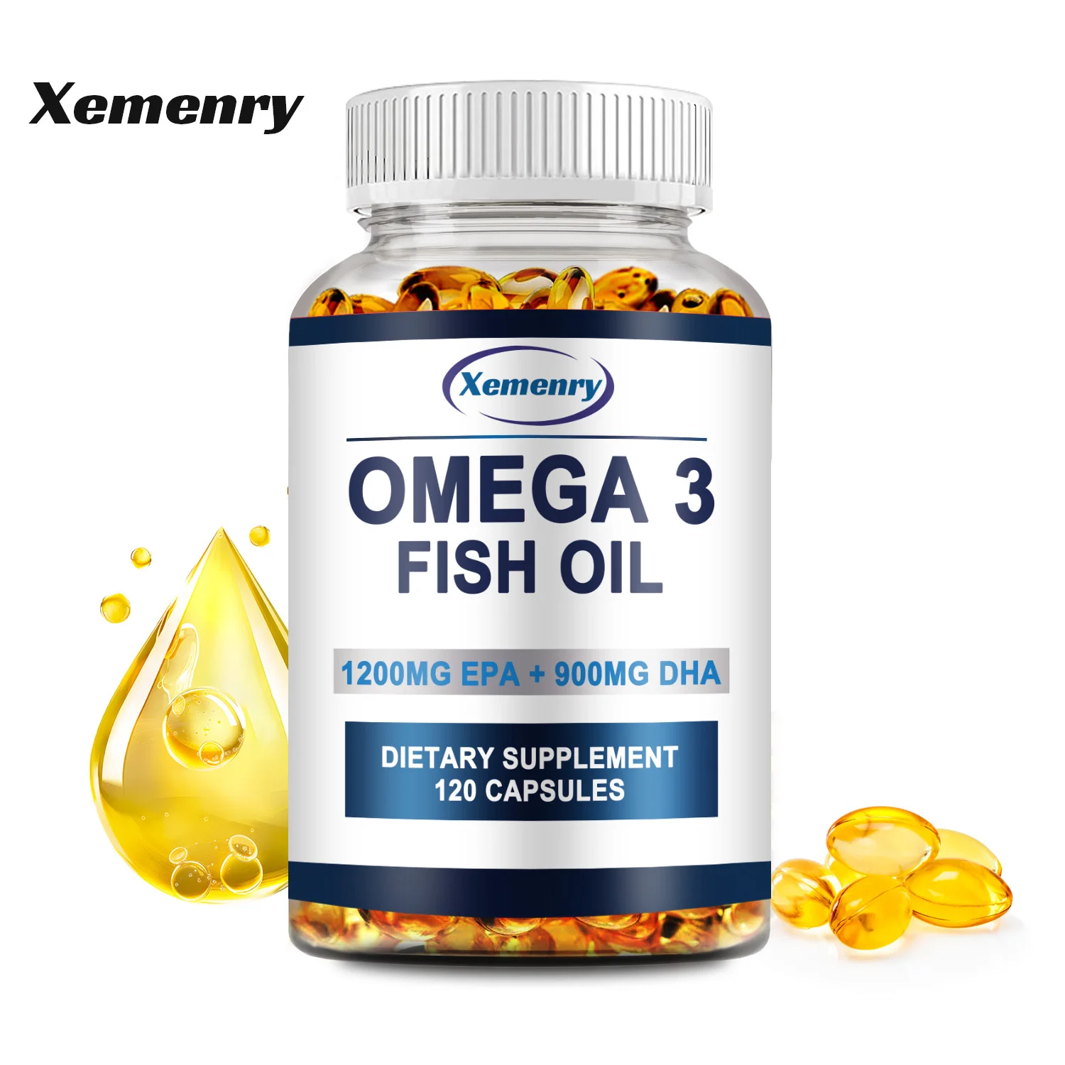 Aceite de pescado Omega 3, protege el sistema Cardiovascular, protege la fatiga ocular, función cognitiva, 120 cápsulas