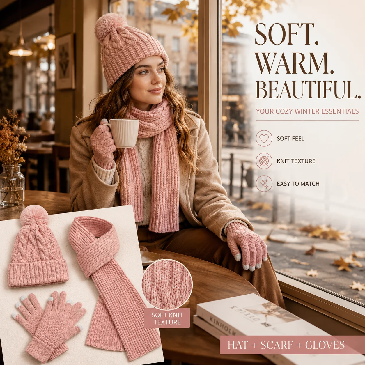 Travel Accessories Shops - 3PCS Women's Winter Accessories Set, Soft