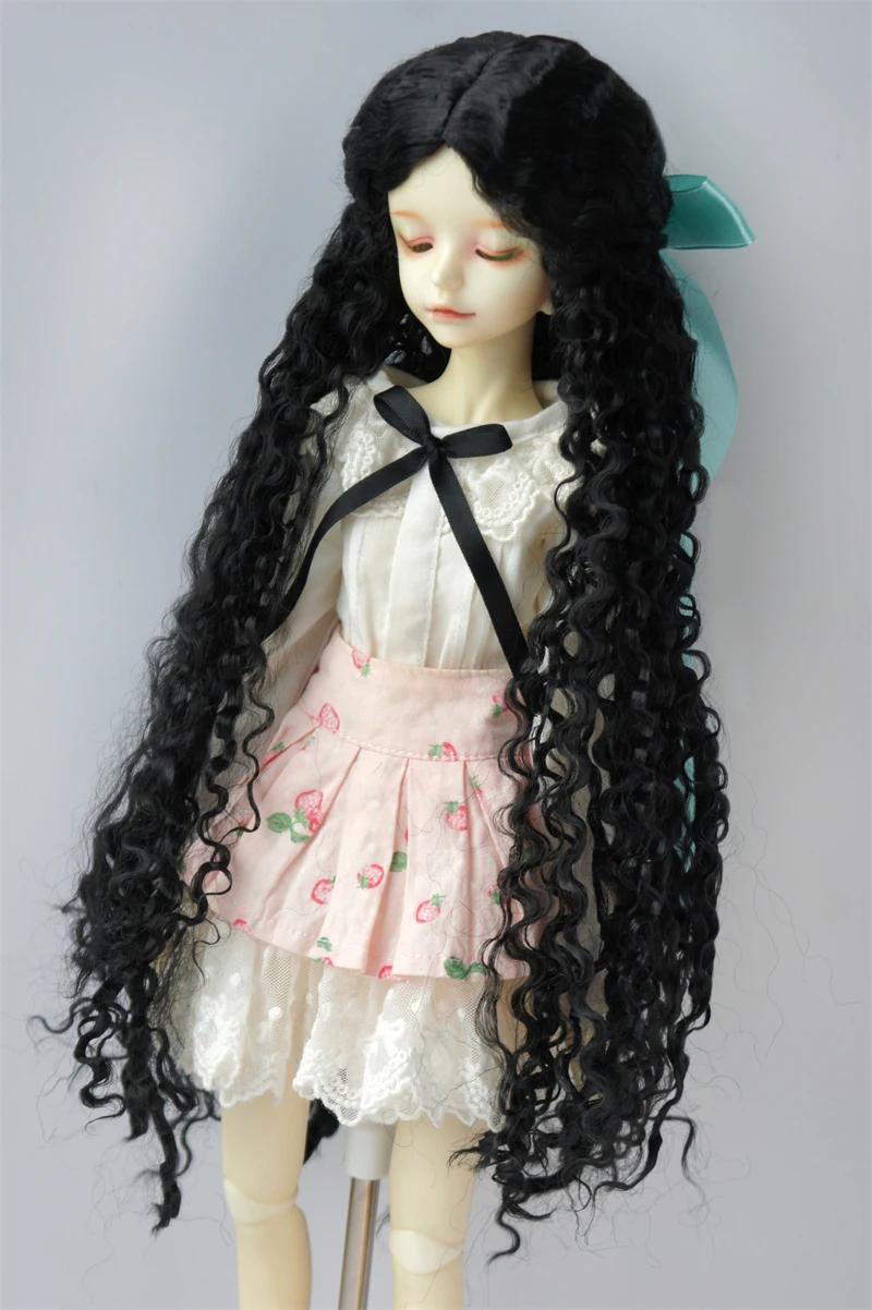 JD802 1/6 1/4 1/3 Long Curly With Bow BJD Wig Suit Size 6-7inch to 9-10inch Doll Hair Pretty YOSD MSD SD Blythe Accessoreis