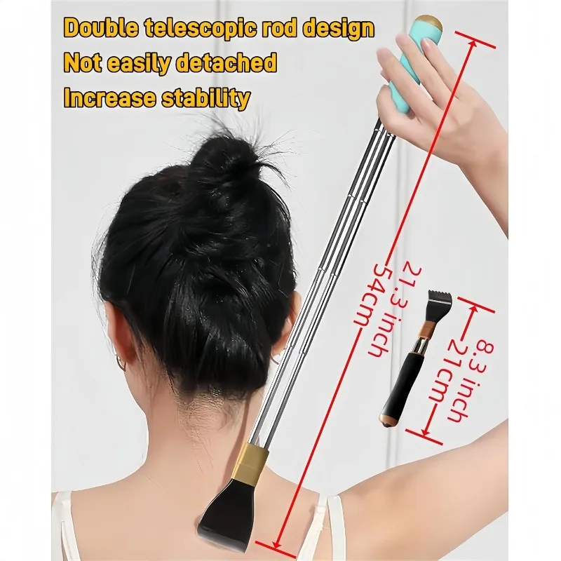 

Выдвижной двухполюсный скребок для спины, ручной массажер для царапин зуда, противоскользящий инструмент для облегчения зуда с двумя стержнями из нержавеющей стали