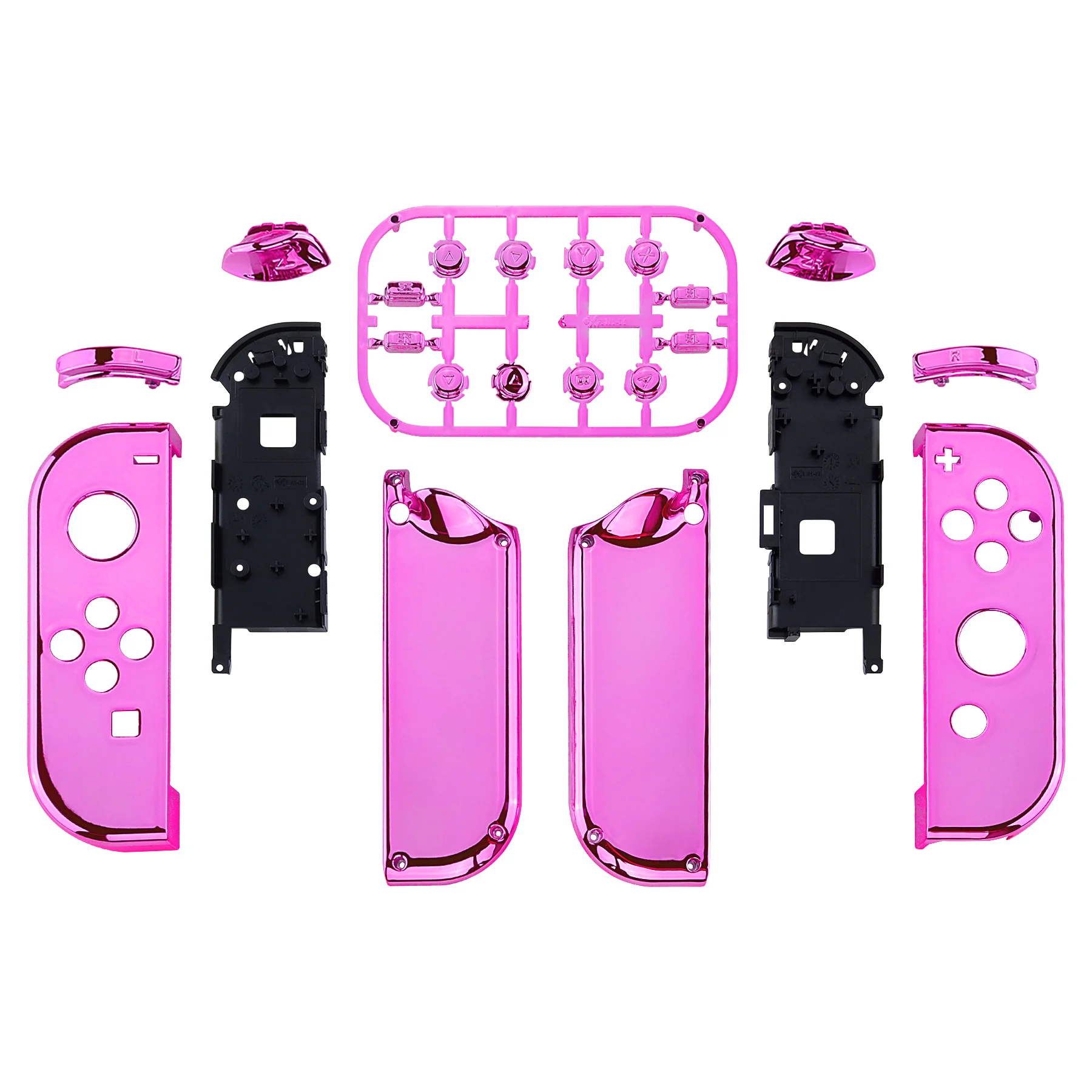Extremerate Chroom Roze Controller Behuizing Met Volledige Set Knoppen Diy Vervanging Shell Case Voor Ns Schakelaar & Oled Joycon