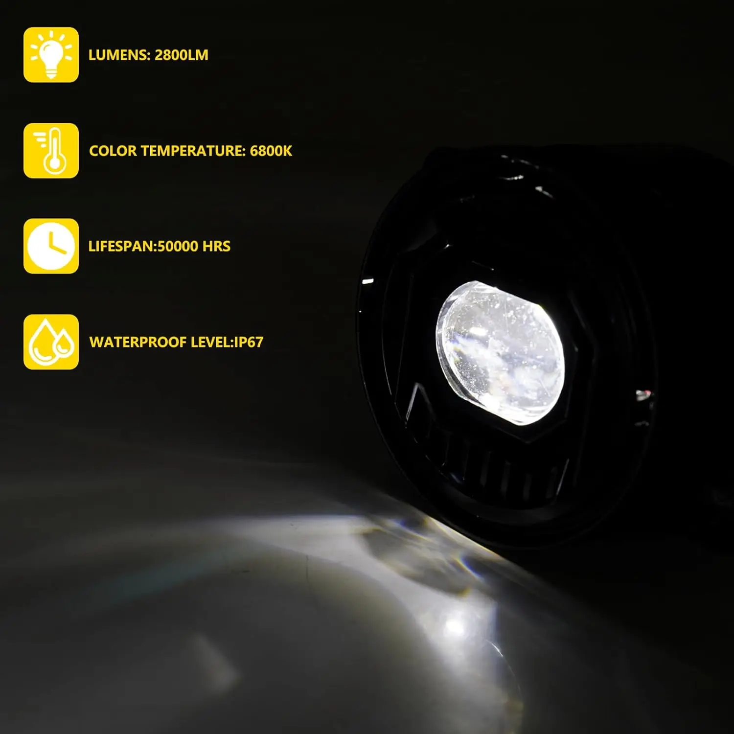 4 Inch LED Fog Light 40W White Amber Compatible with Wrangler JK JKU JL JLU Driving Light Front Bumper Fog Light Assembly, DOT
