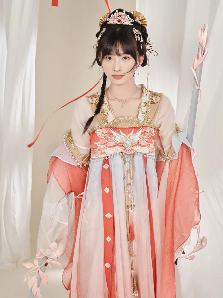 New Hanfu Costumes Chinese Traditional Embroidered Dress Tang Dynasty Women Princess Dress Festival Classical Dance Suit DQL7539