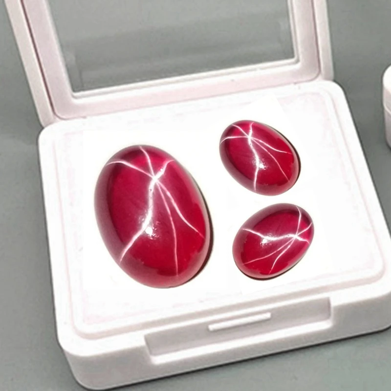 

Natural Star Ruby Oval Flat Cut Pass UV Test Ruby Mohs Hardness GemStone for Jewelry Making/Collection/Setting Gem Beads
