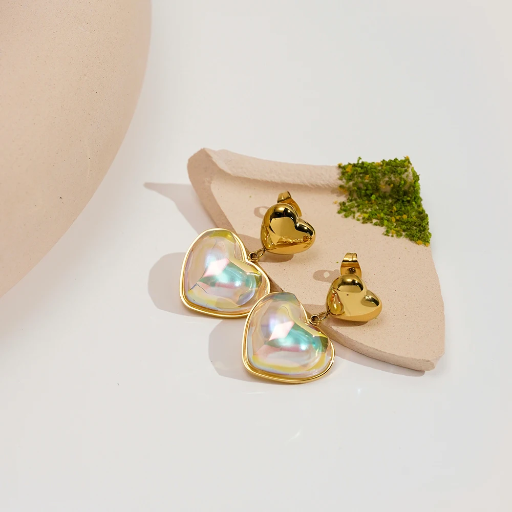 

ENFASHION Aretes De Mujer Heart Colorful Earrings For Women's Stainless steel 18K Gold Plated Fashion Delicate Jewelry E251695