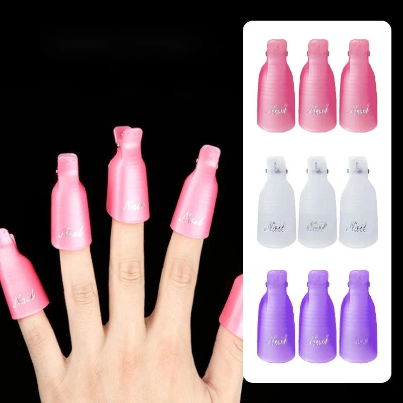 10 sztuk/worek klips do usuwania akrylu do paznokci do usuwania UV LED żel polski fioletowy różowy narzędzia do Manicure artykuły do ​​paznokci dla profesjonalistów — zdjęcie 2