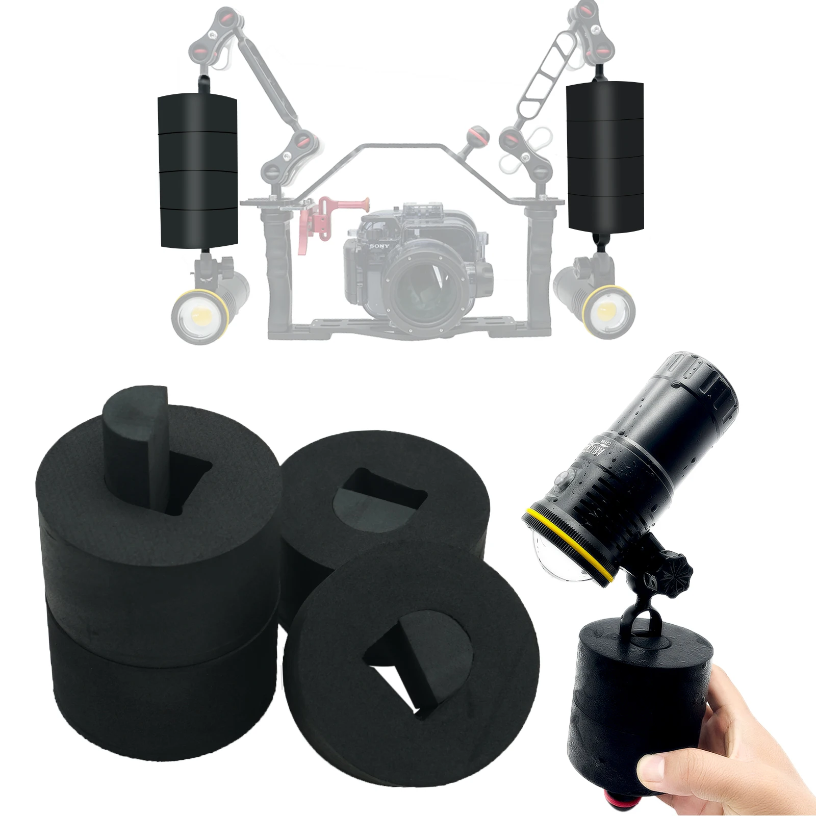 Underwater camera ultra light buoyancy float kit for /NON/Seaa&Sea Arms/WEEFINE/nitescuba alleviate  tray extension arm weight