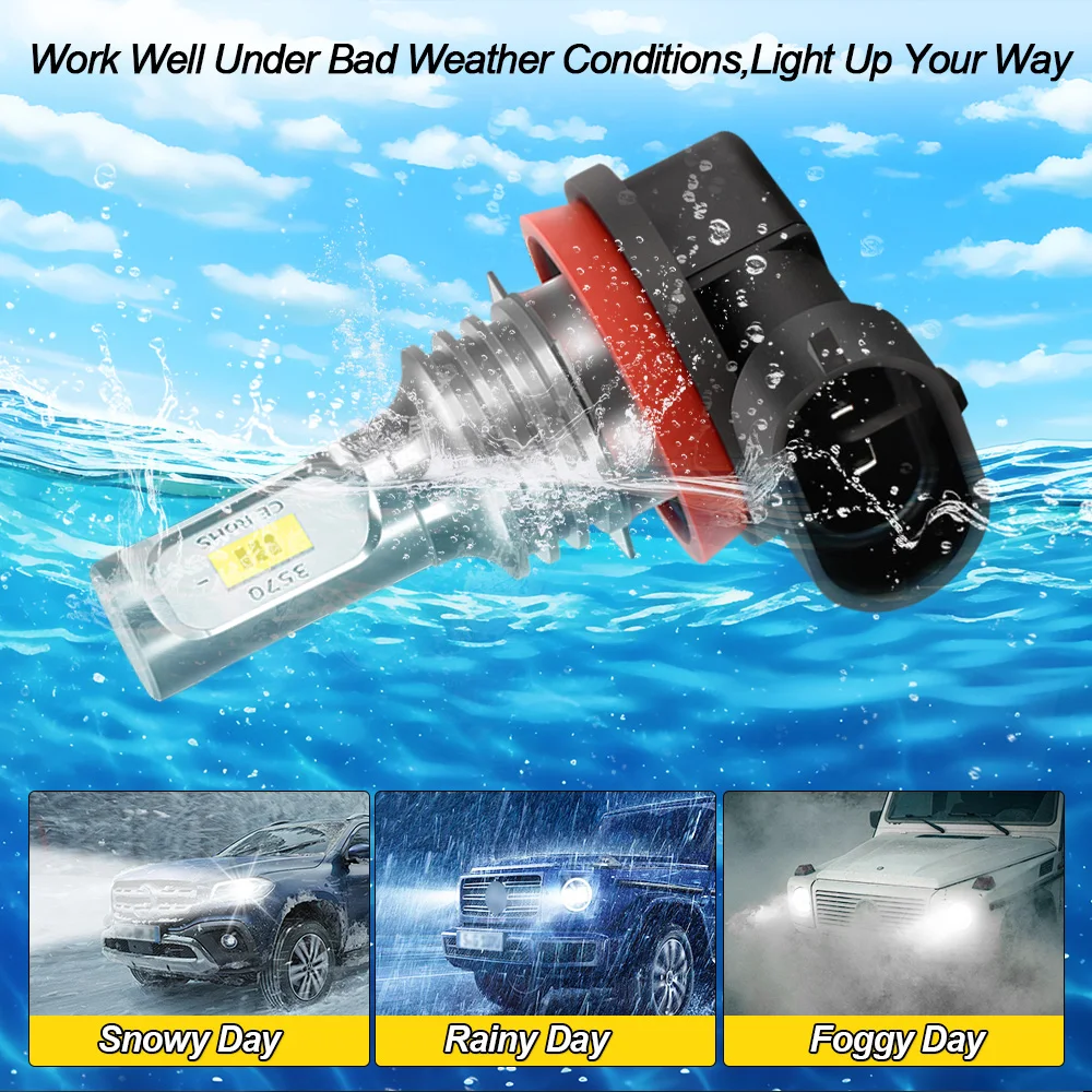 2Pcs 6000K White Car Front Fog Light Bulbs For Jeep Renegade Compass 2015-2019 Grand Cherokee 2014-2019 2018 2017 2016 Fog Lamps