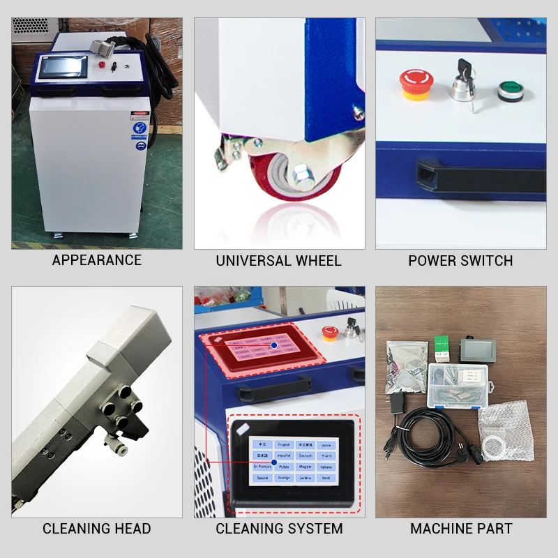 Energy-saving chassis type continuous laser cleaning machine, surface resin, paint, oil stains, dirt, rust removal machine.