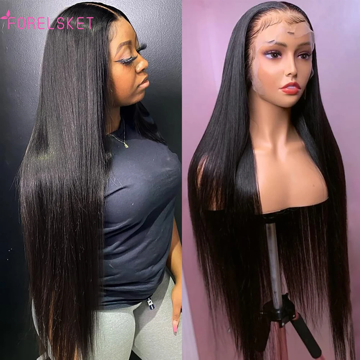 

13x4 HD Transparent Straight Lace Front Wigs 4x4 Brazilian Human Hair 180 Density Ready To Wear Lace Frontal Wigs For Women