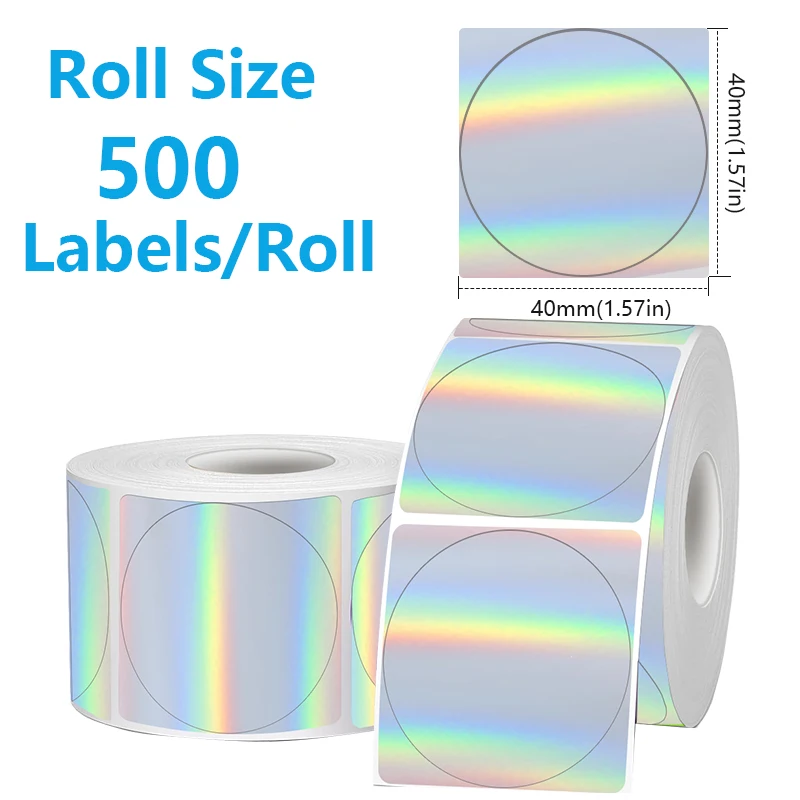 VOOR Phomemo 241BT 246S D520 50mm-150mm LABEL Holografisch Zilver Laser Goud Gradiënt Bedankt Kaart sticker voor LOGO Barcode Birthda