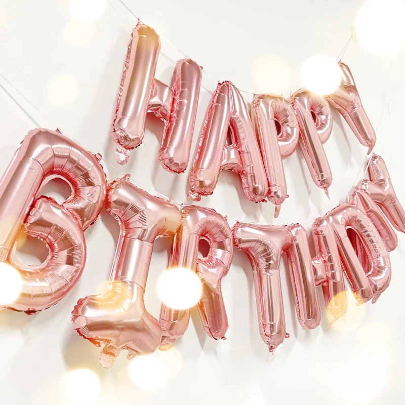 13 stücke Geburtstag Ballon Rose Gold Farbe Folie Brief Ballons Set Alles Gute Zum Geburtstag Dekoration Globos Kinder Party Supplies