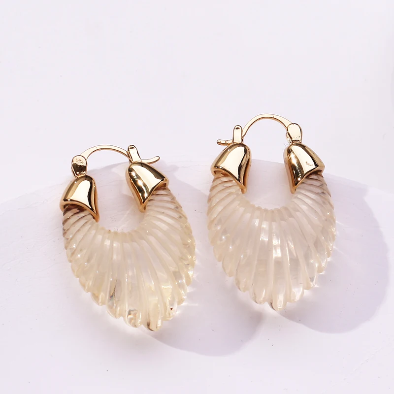 Transparent Arylic Light Weight Antique Boho Style Autumn Jewelry Earrings,Purple Clear Real Gold Plated,Not Easy to Tarnish P15