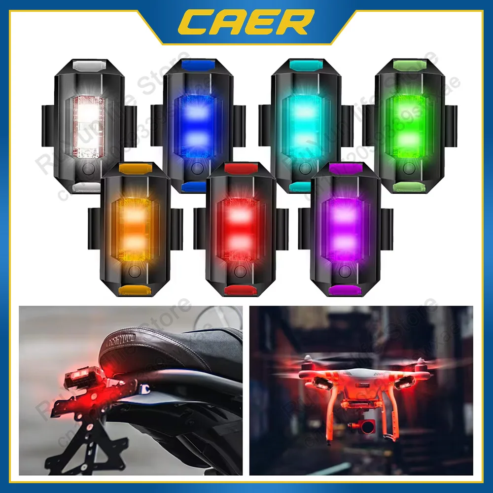 Universal LED Motorcycle Warning Lights 7 Colors Mini USB Drone Strobe Light Bike Aircraft Night Flashing Turn Signal Indicator