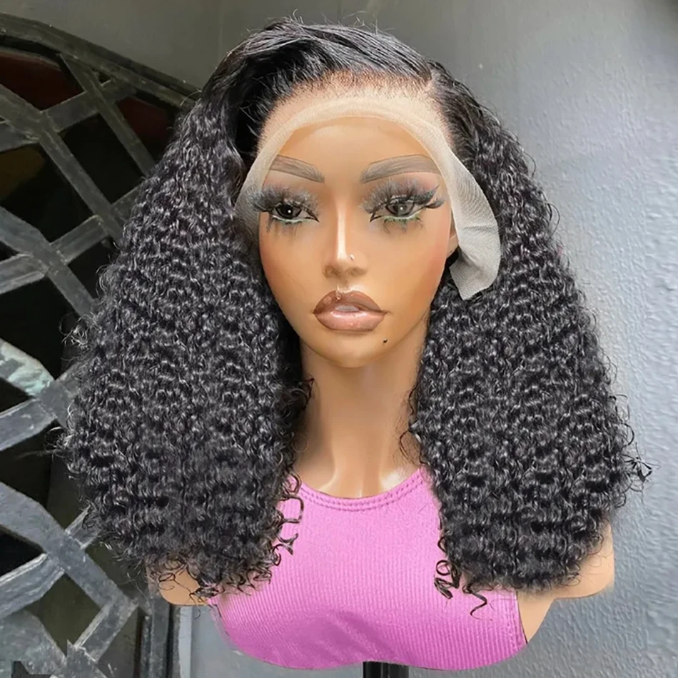 

Short Bob Lace Wig 13X4 Transparent Lace Front Wig Deep Water Wave 4x4 Closure Wigs Lace Frontal Human Hair Curly 200% for Women