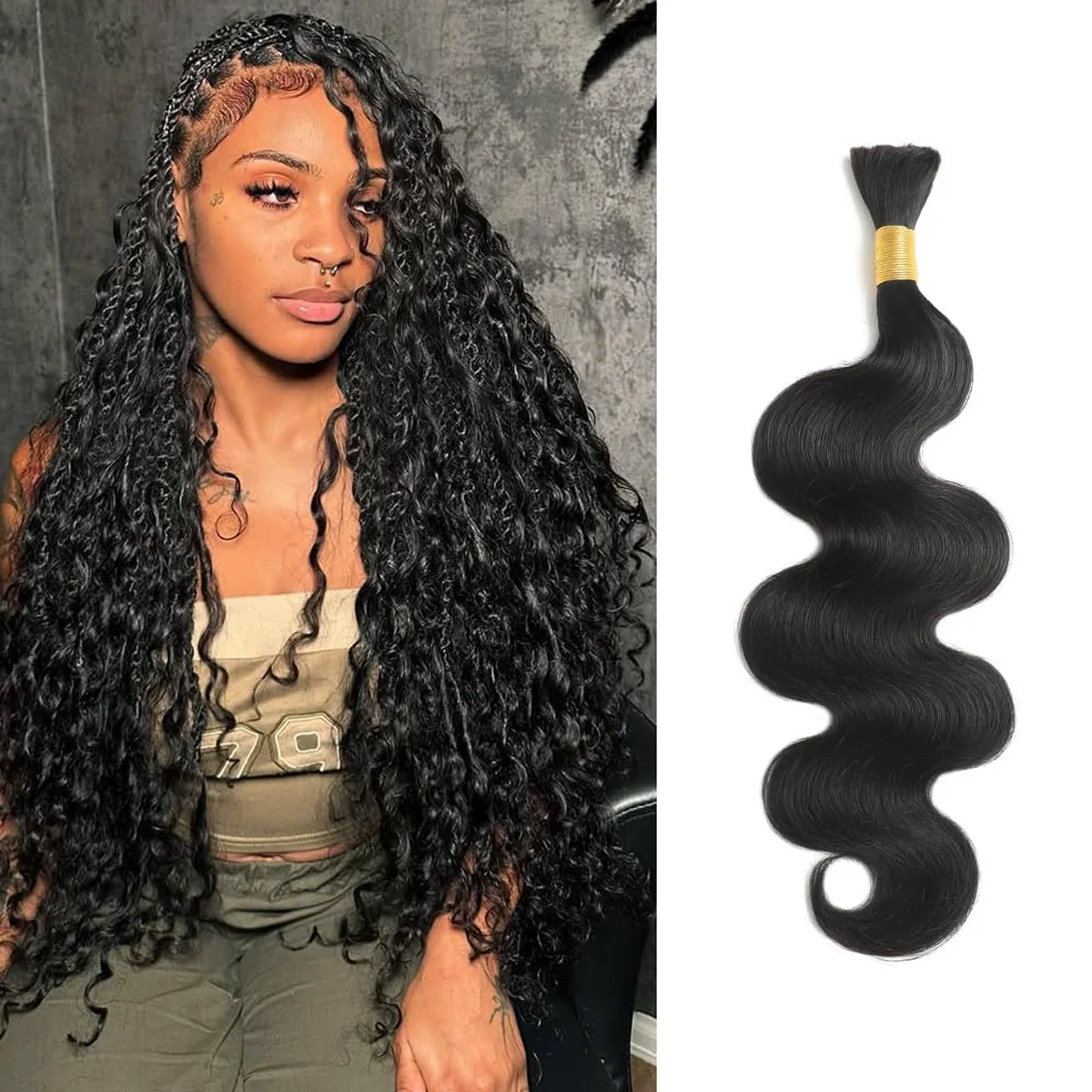 الجسم موجة جديلة الشعر البشري لتضفير الشعر البشري السائبة لضفائر بوهو Knotless لا لحمة حزم 1/2/3 ملحقات للنساء #1