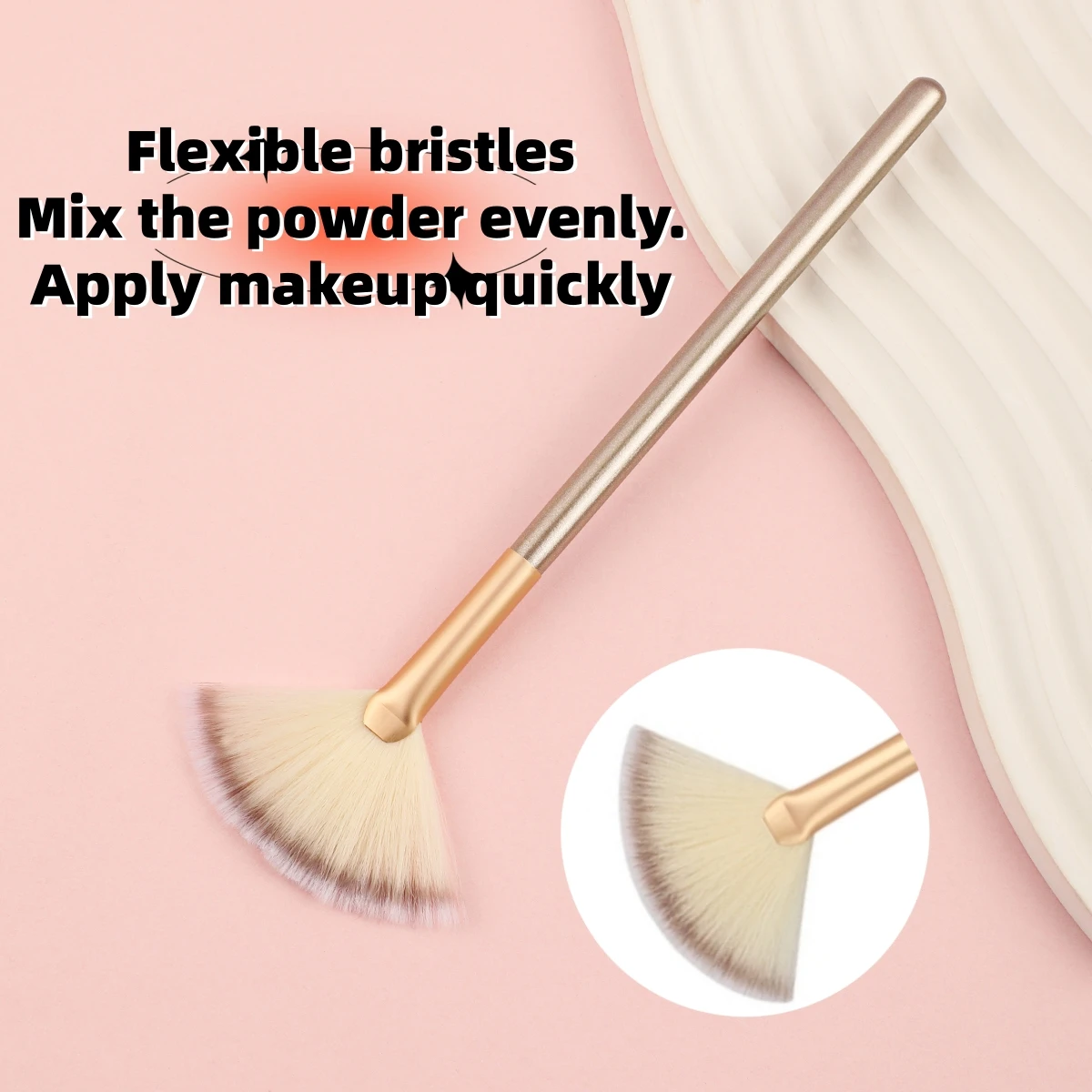 1PC Fan-shaped highlight brush contour brush blending highlight makeup brush blush face loose powder brush cosmetics beauty tool