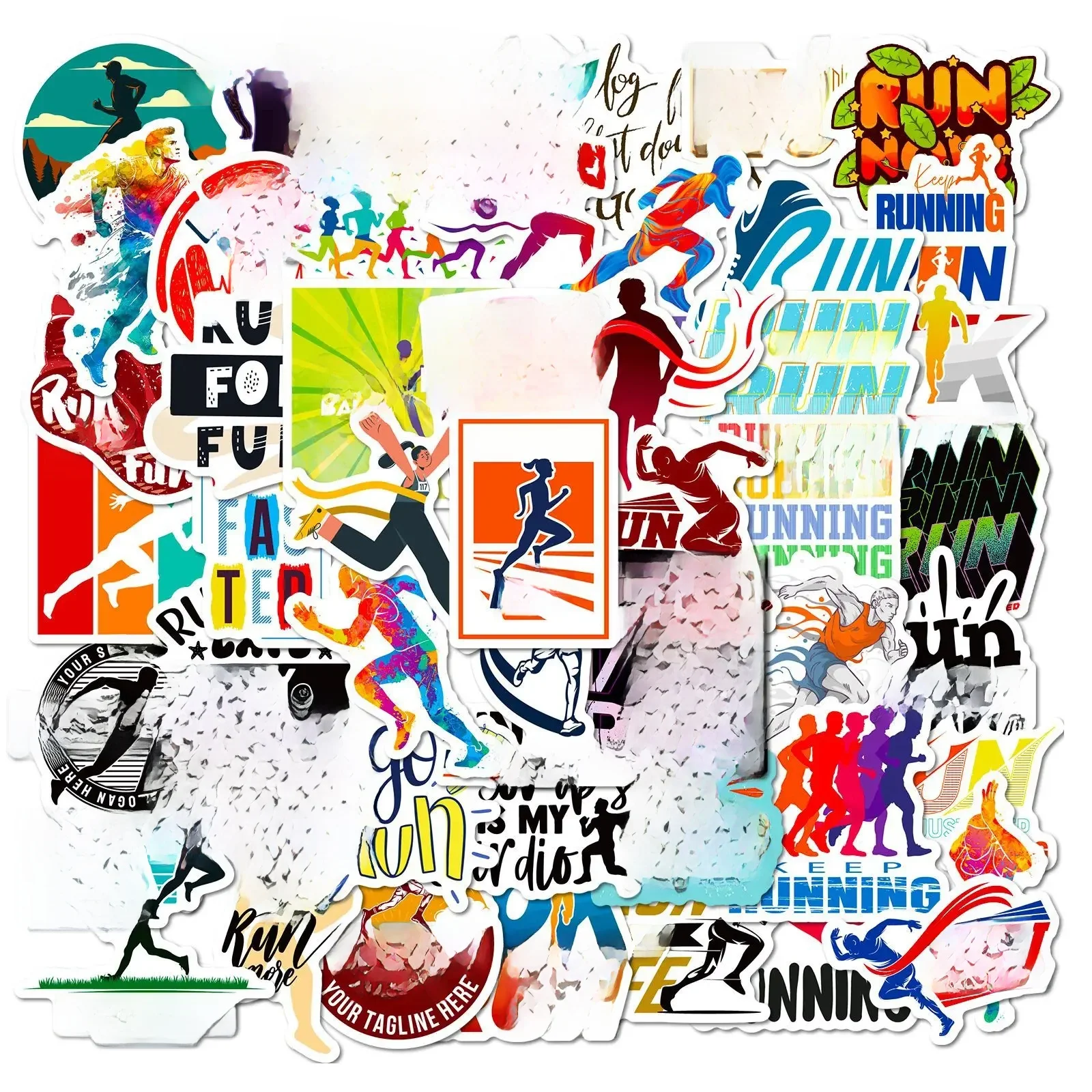 AliExpress Running Stickers 50PCS Run Stickers Pack Sport Stickers Vinyl Waterproof Stickers for Water Bottle Car Bicycle Phone