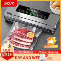 Food Vacuum Sealer Machine Built-in Cutter Kitchen Food Storage Seal Touch Button Dry Wet Food Sealing Packaging bags 10/50Bags