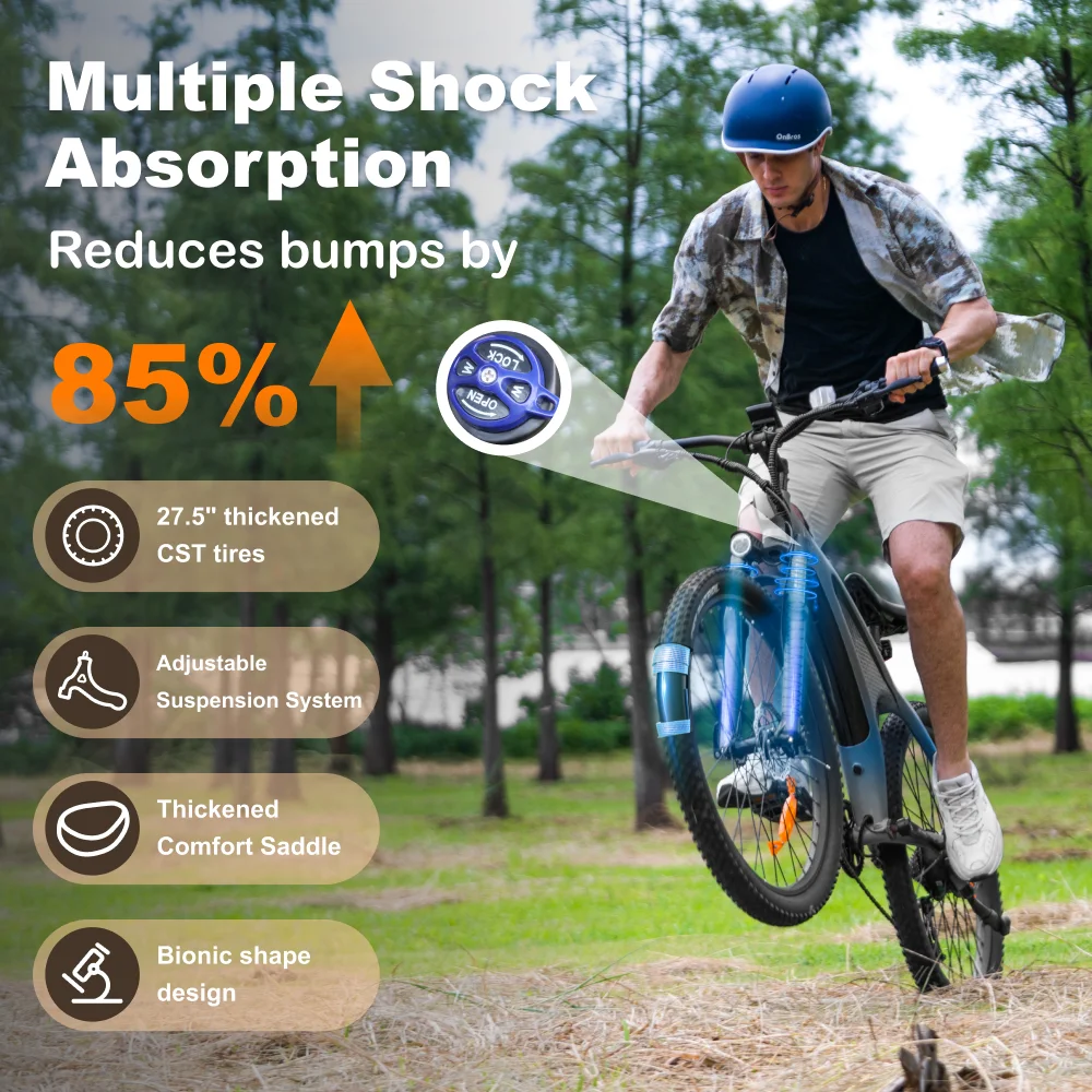 HX Q5 Erwachsenen-E-Bikes Elektrofahrrad 48V20AH E-Bikes Elektrisches Dirt Bike Elektrofahrrad 85N.M Mountain E-Bike 27,5'*2,25' Offroad-Reifen – Detail 9