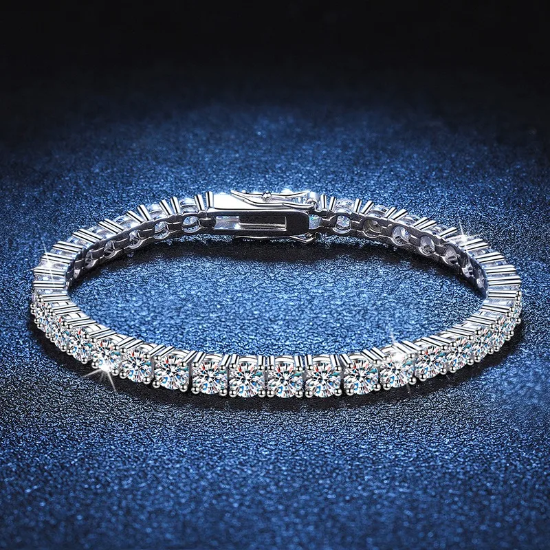 

S925 Sterling Silver Platinum Plated Full Tennis Bracelet Moissanite High Carbon Stone Jewelry for Women
