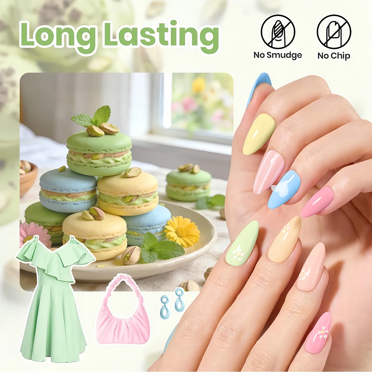 YUGUCE 6PCS/SET pure color macaron nail polish gel, long-lasting and not easy to fade, suitable for home use