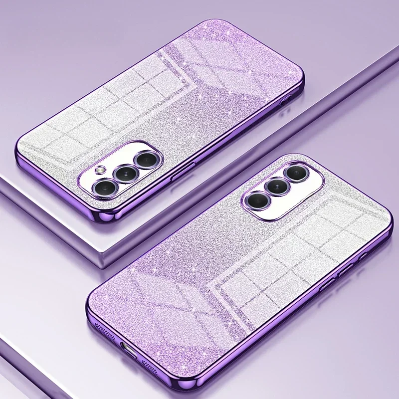 Coque arrière plaquée à paillettes, étui pour Samsung Galaxy A15 A25 A35 A55 A05 A05S A54 A34 A14 A24 A04S A13 A53 A23 A33 A12 A52 A72
