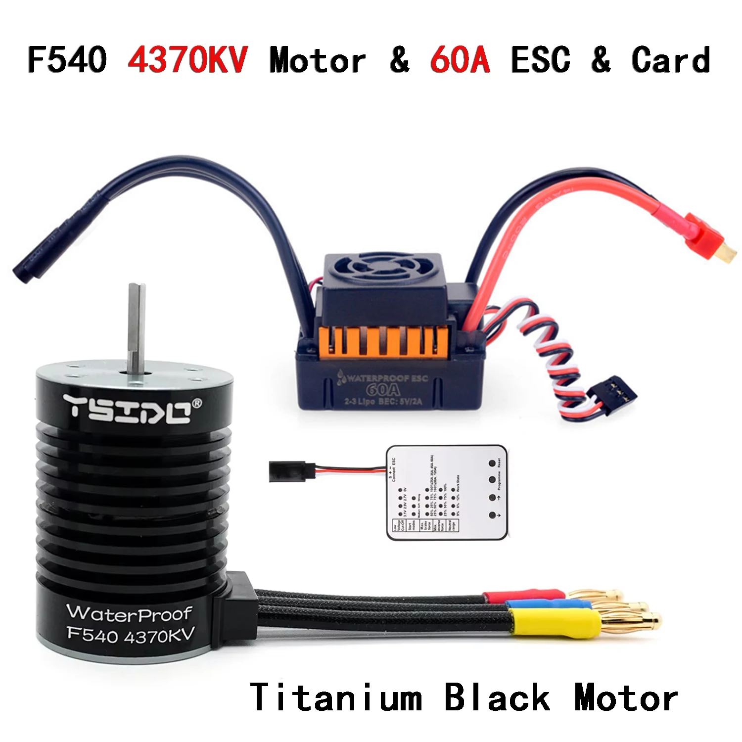 1:10 1:12 1:14 RC Deel Waterdicht F540 3300KV 4370KV Borstelloze Motor W/60A ESC voor Wltoys 144001 124019   RC 124018   Vrachtwagenbuggy - afbeelding 1