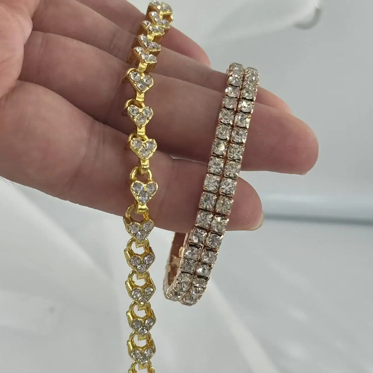 طقم سوار نسائي مكون من قطعتين سوار على شكل قلب + سوار زركونيا مزدوج الصف. أسلوب الحد الأدنى. مثالية لهدايا الهالوين #5