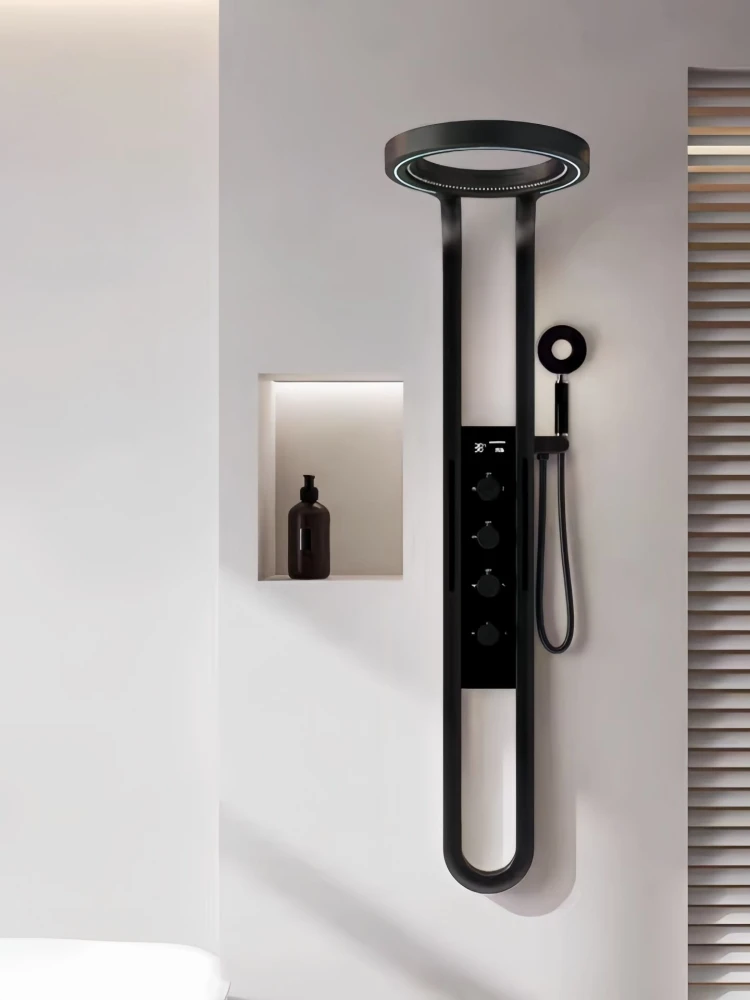 Wandgemonteerde lichtgevende douchekraanpaneel met LED digitaal display, doucheset, douchewand, waterval, badkamer douchesysteemset - afbeelding 2