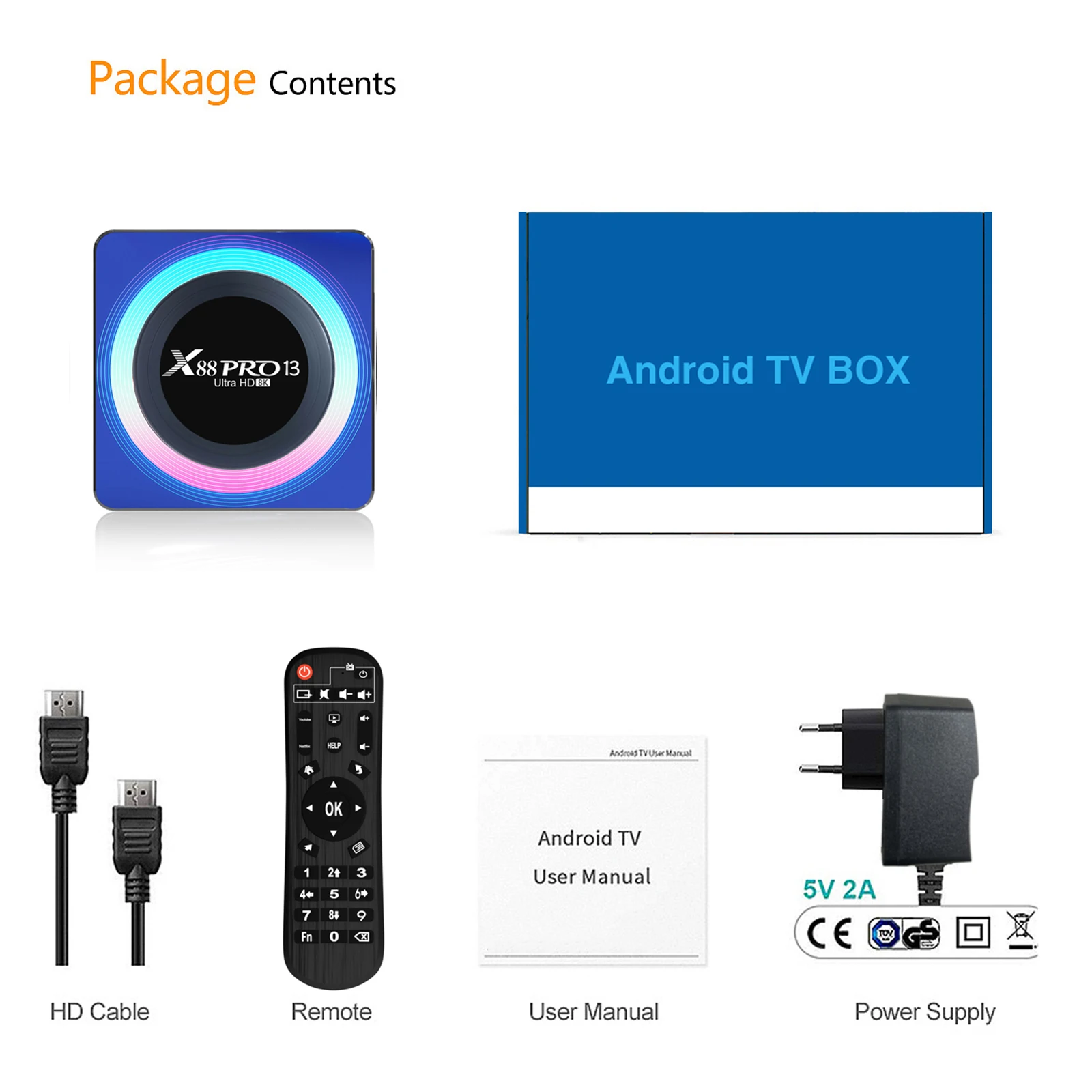 X88 Pro 13 Smart TV BOX Android 13 Rockchip RK3528 2.4G&5G Dual Wifi 8K Video Decoding Media Player Wifi6 BT5.0 Set Top Box