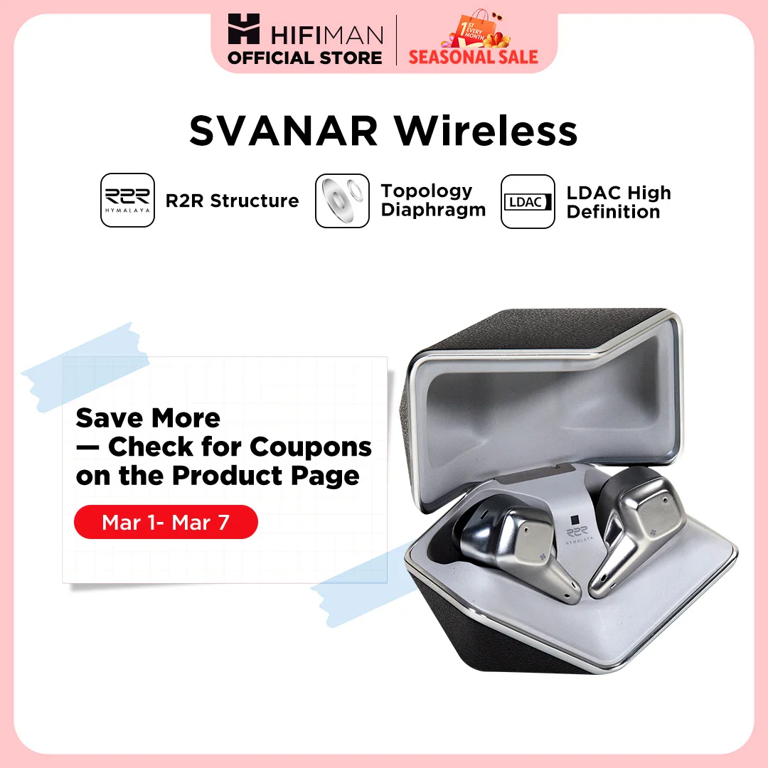 HIFIMAN SVANAR �couteurs intra-auriculaires Hi-Fi Bluetooth sans fil, Hymalaya DAC, diaphragme topologique, r�sistant � l'eau/sueur IPX5 et ANC