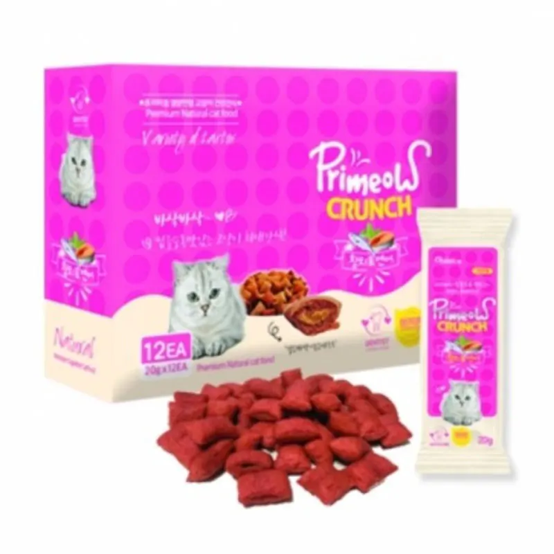 Premier Yo Crunch Delicious Tuna & Salmon 20gX 12 pieces, Cat snack, Cat Crunch