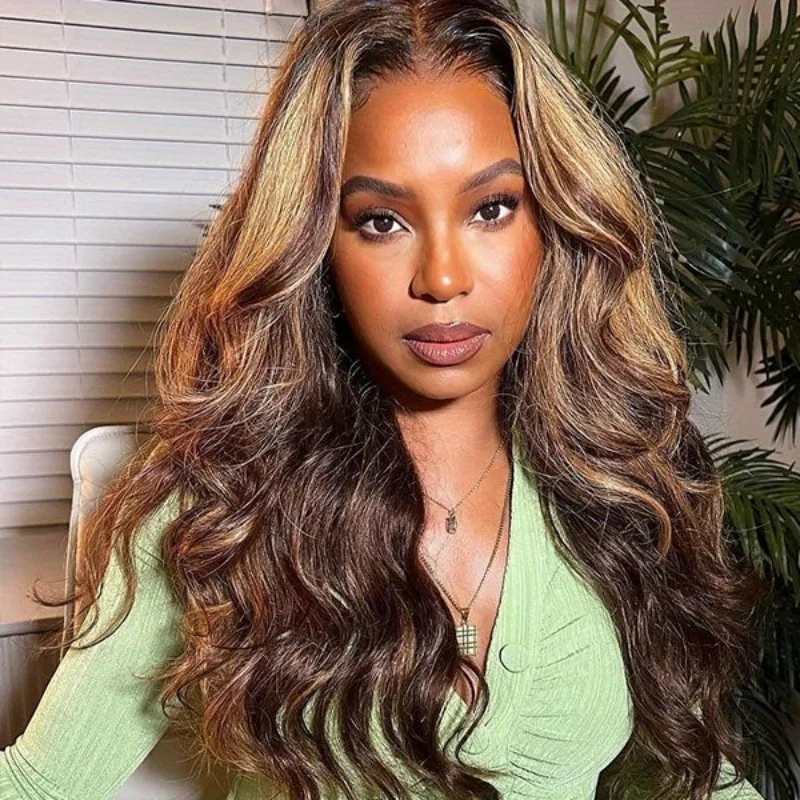 

P4/27 Highlight Lace Front Wig Human Hair 13x6 HD Transparent Body Wave Lace Frontal Wigs Brazilian Pre Plucked Wigs For Women