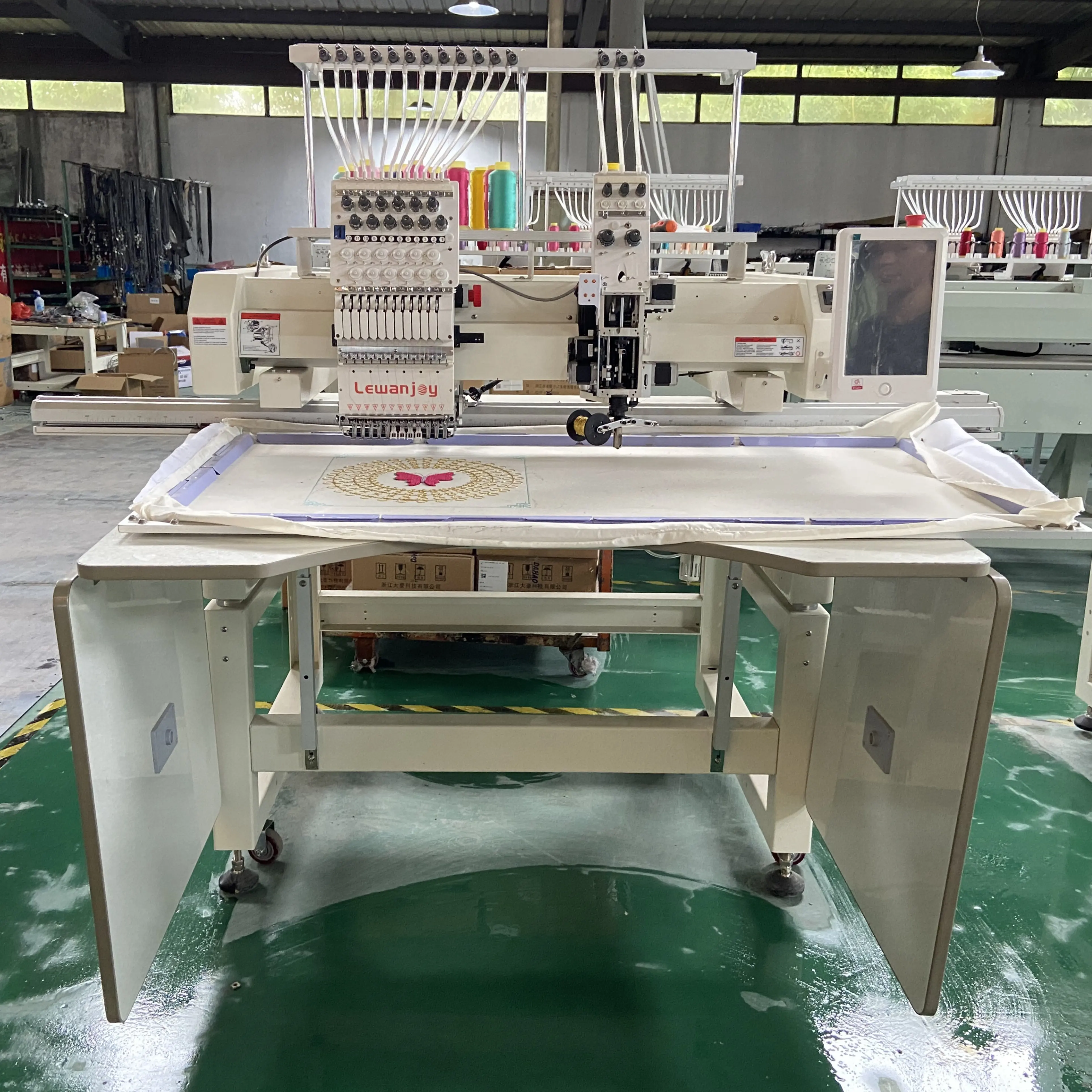 Lewanjoy 500x1200mm Rope Beading Sequins Single Head Embroidery Machine 12 Needles Dahao Computer Control for Home Use Business