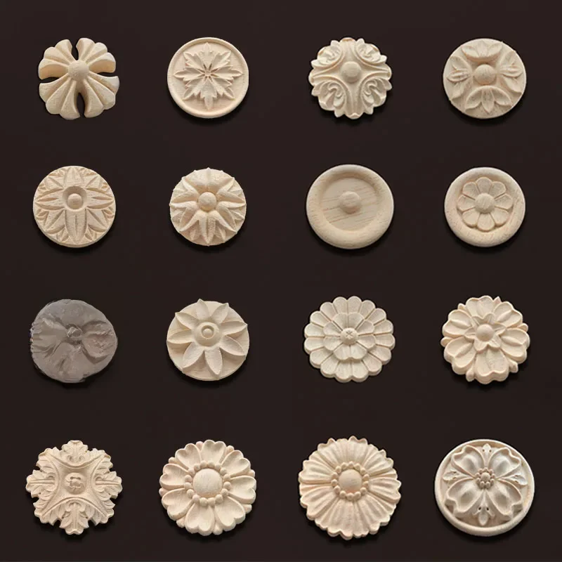 Sculpture sur bois Onlays Appliques Figurines en bois décor salon décor à la maison meubles bois décoration bois décalcomanie Figurines Vintage