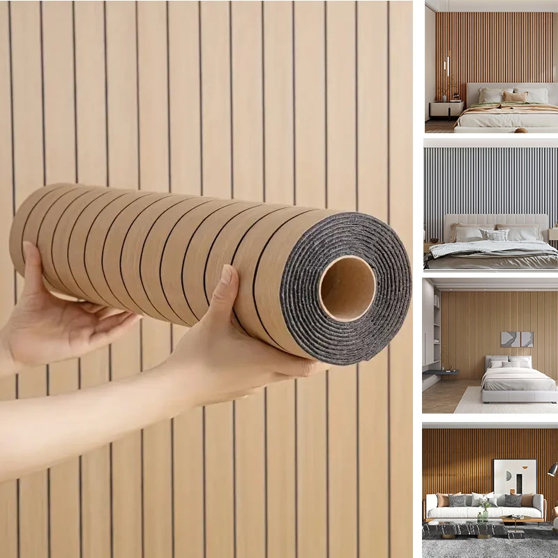 Pegatina de pared de grano de madera Retro, Material de espuma SXP, paneles de pared Extra gruesos, decoración del hogar, papel tapiz esencial impermeable en rollo