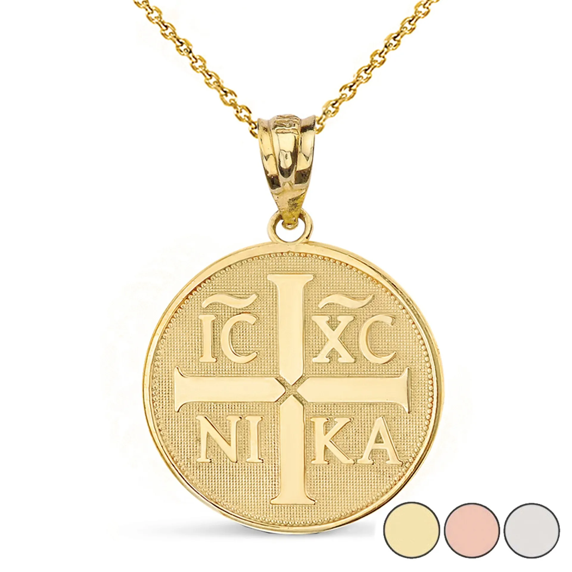 

3D Jewelry Round Custom Letter Necklace Christian Symbol "ΙϹ ΧϹ ΝΙΚΑ" Jesus Christ Conquers Pendant Necklace Luxury Gift