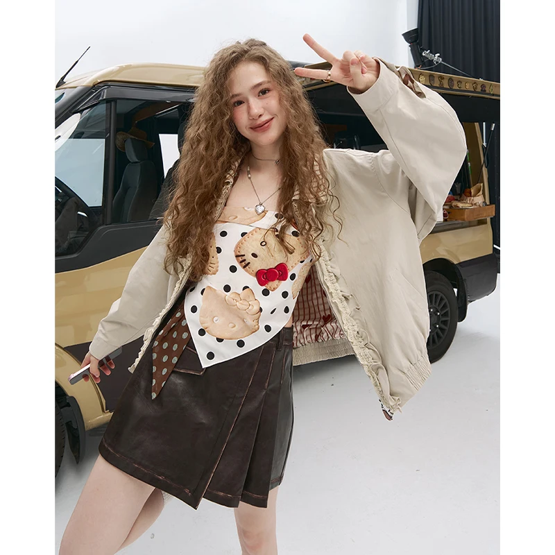 ELFSACK 2025秋新作 エレガントなチェック柄ラペルレース付きブラウス フリルジャケットコート レディース